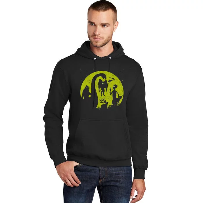 Bigfoot Loch Ness Monster And Mothman Ufos Chupacabra Alien Tall Hoodie