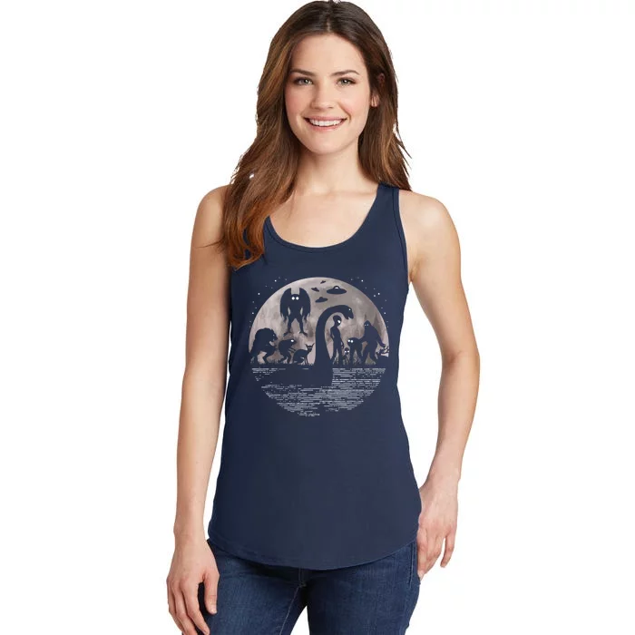 Bigfoot Loch Ness Monster Mothman And Aliens! Funny Cryptid Ladies Essential Tank