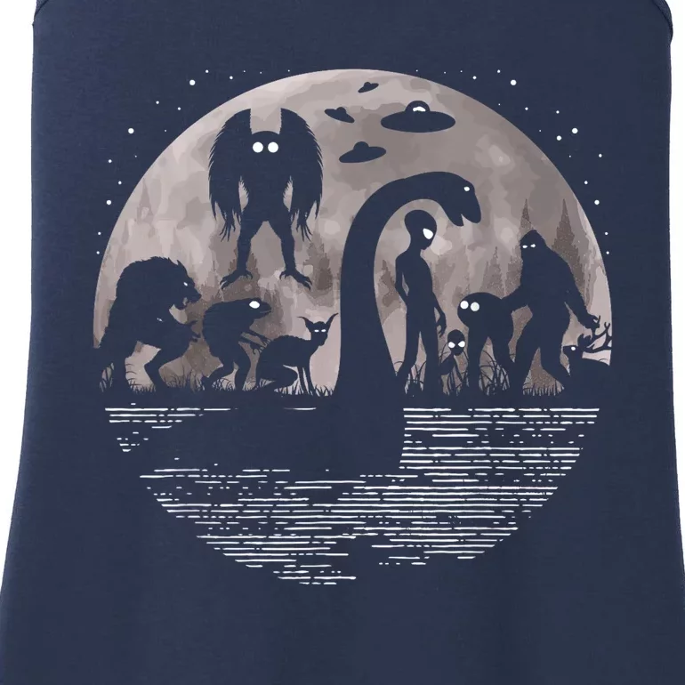 Bigfoot Loch Ness Monster Mothman And Aliens! Funny Cryptid Ladies Essential Tank