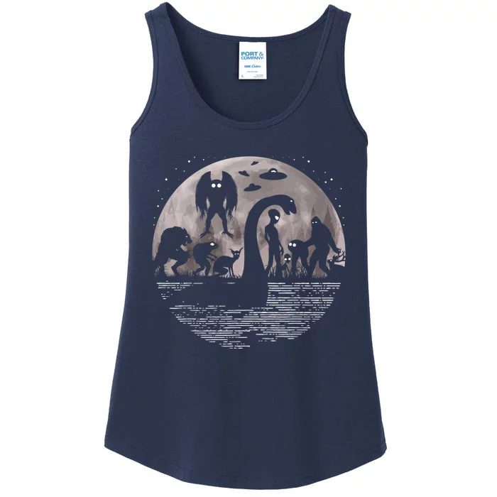 Bigfoot Loch Ness Monster Mothman And Aliens! Funny Cryptid Ladies Essential Tank