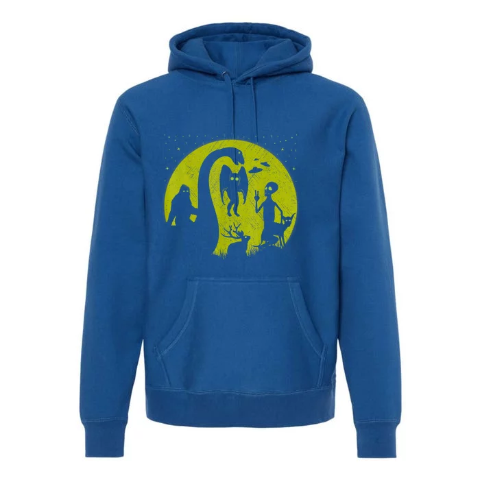 Bigfoot Loch Ness Monster And Mothman Ufos Chupacabra Alien Premium Hoodie