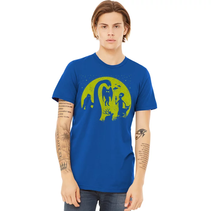 Bigfoot Loch Ness Monster And Mothman Ufos Chupacabra Alien Premium T-Shirt