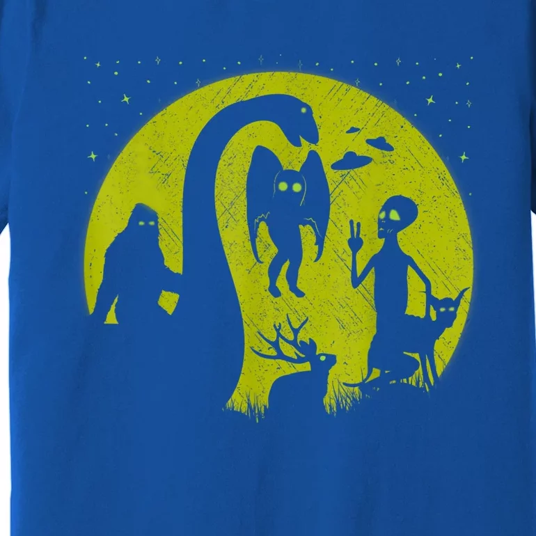 Bigfoot Loch Ness Monster And Mothman Ufos Chupacabra Alien Premium T-Shirt