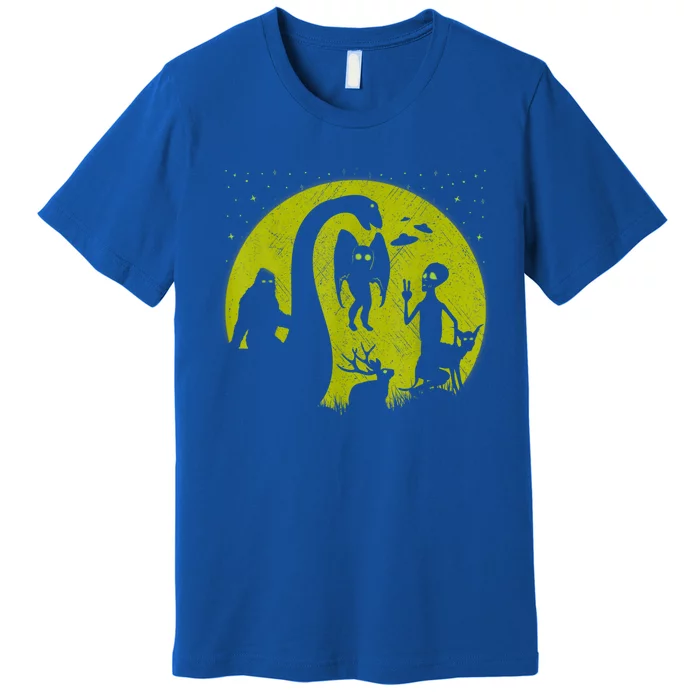 Bigfoot Loch Ness Monster And Mothman Ufos Chupacabra Alien Premium T-Shirt