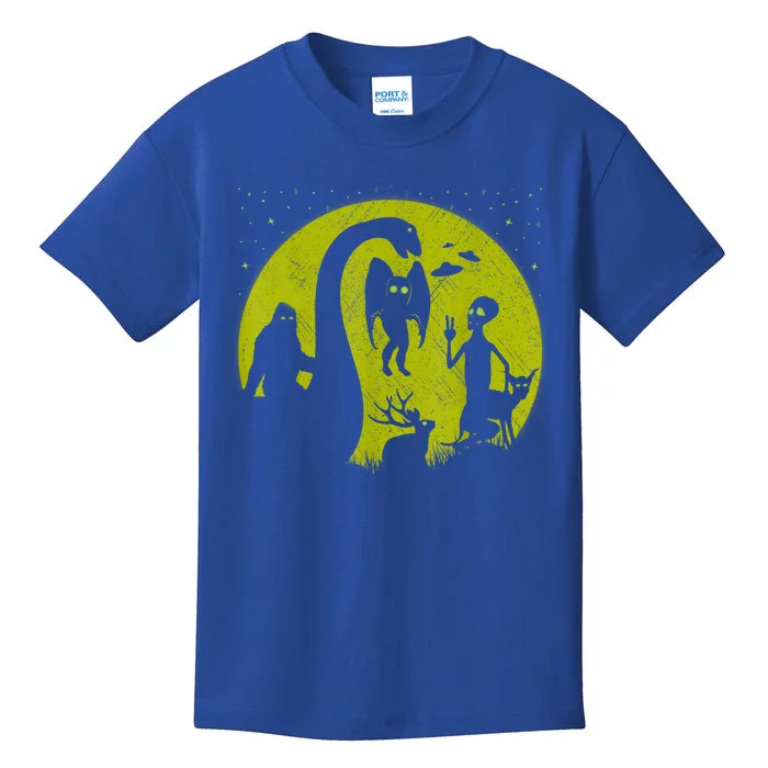 Bigfoot Loch Ness Monster And Mothman Ufos Chupacabra Alien Kids T-Shirt