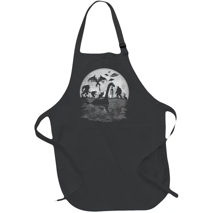 Bigfoot Loch Ness Monster Mothman And Aliens Funny Cryptid Full-Length Apron With Pocket