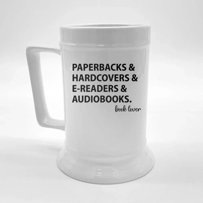 Book Lovers Names Paperbacks Hardcovers EReaders Audios Gift Front & Back Beer Stein