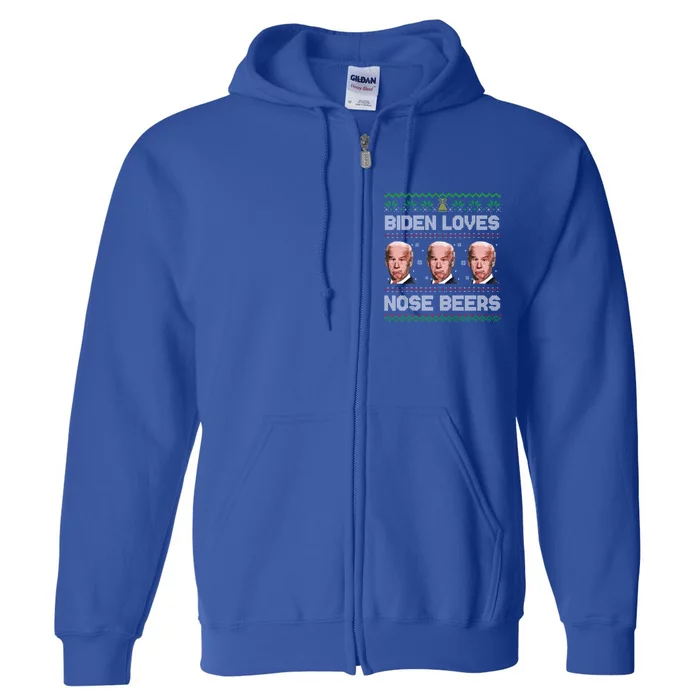 Biden Loves Nose Beers Funny Ugly Christmas Sweater Cute Gift Full Zip Hoodie