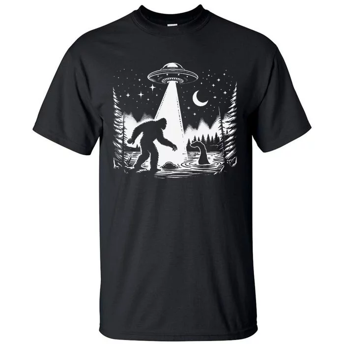 Bigfoot Loch Ness Monster & Ufo Alien Spaceship Tall T-Shirt