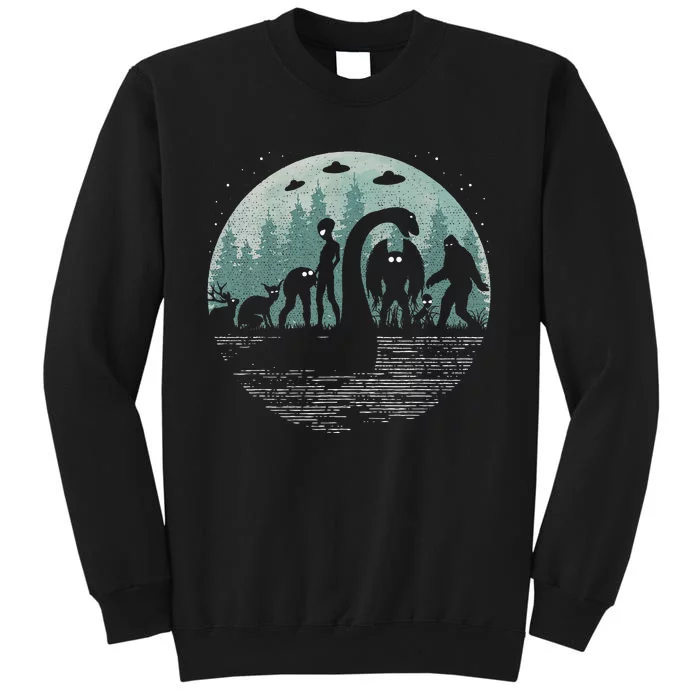 Bigfoot Loch Ness Monster With Mothman Aliens! Funny Cryptid Sweatshirt