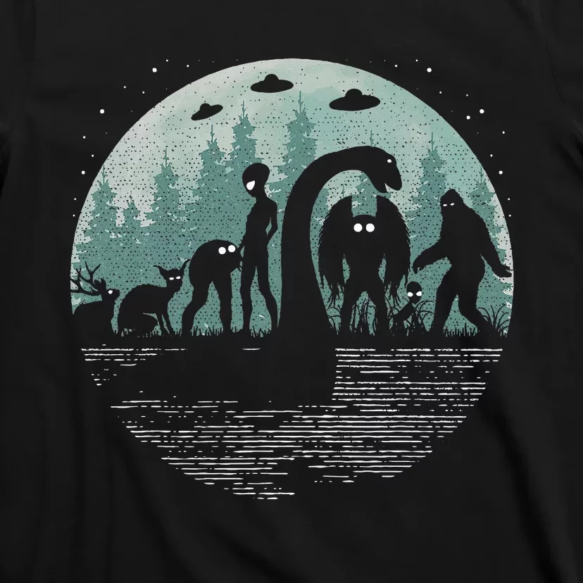 Bigfoot Loch Ness Monster With Mothman Aliens! Funny Cryptid T-Shirt