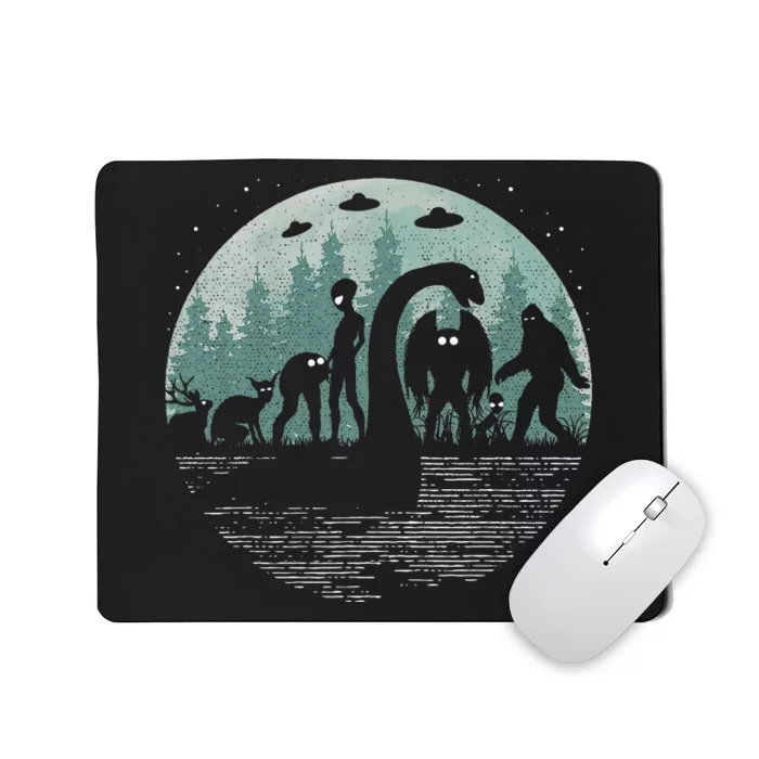 Bigfoot Loch Ness Monster With Mothman Aliens! Funny Cryptid Mousepad