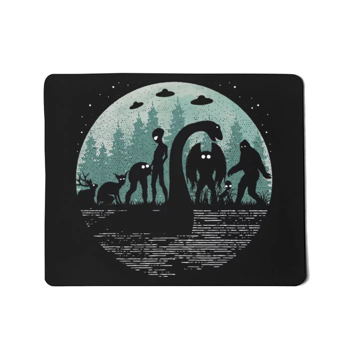 Bigfoot Loch Ness Monster With Mothman Aliens! Funny Cryptid Mousepad