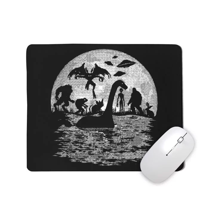 Bigfoot Loch Ness Monster Mothman And Aliens Funny Cryptid Mousepad