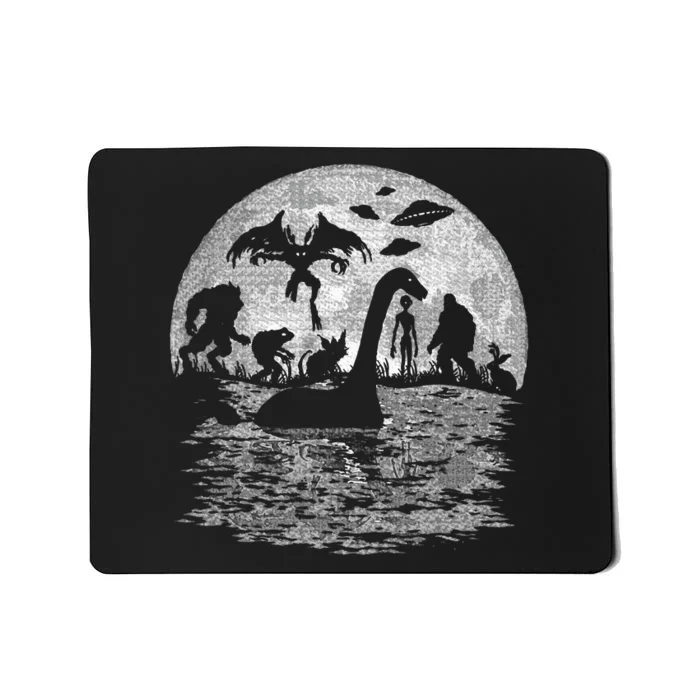 Bigfoot Loch Ness Monster Mothman And Aliens Funny Cryptid Mousepad