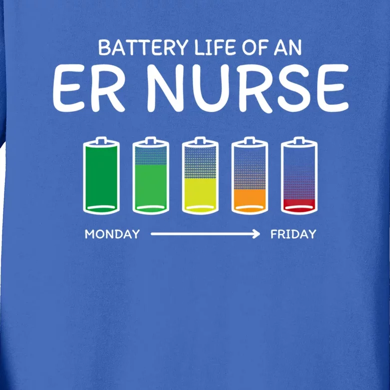 Battery Life Of An Er Nurse Friends Emergency Nurse Buddy Gift Kids Long Sleeve Shirt