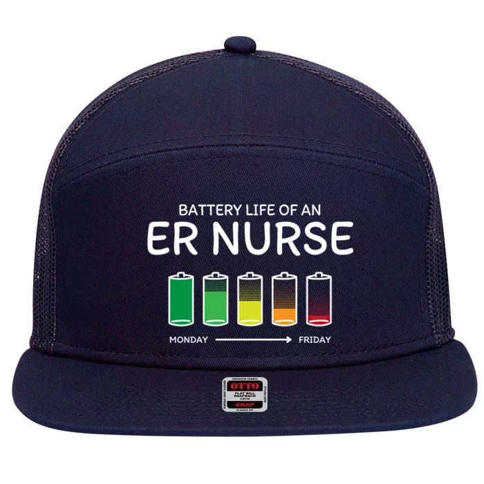 Battery Life Of An Er Nurse Friends Emergency Nurse Buddy Gift 7 Panel Mesh Trucker Snapback Hat