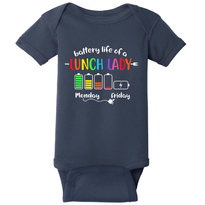 Battery Life Of A School Lunch Lady Cafeteria Worker Funny Baby Bodysuit