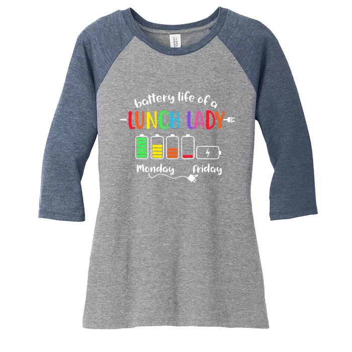 Battery Life Of A School Lunch Lady Cafeteria Worker Funny Women's Tri-Blend 3/4-Sleeve Raglan Shirt