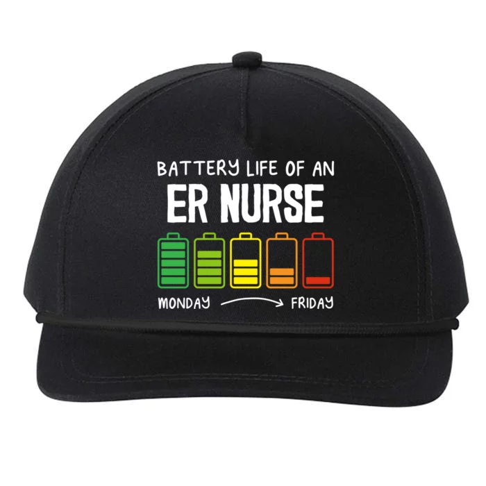 Battery Life Of An Er Nurse Introvert Emergency Nurse Gift Snapback Five-Panel Rope Hat