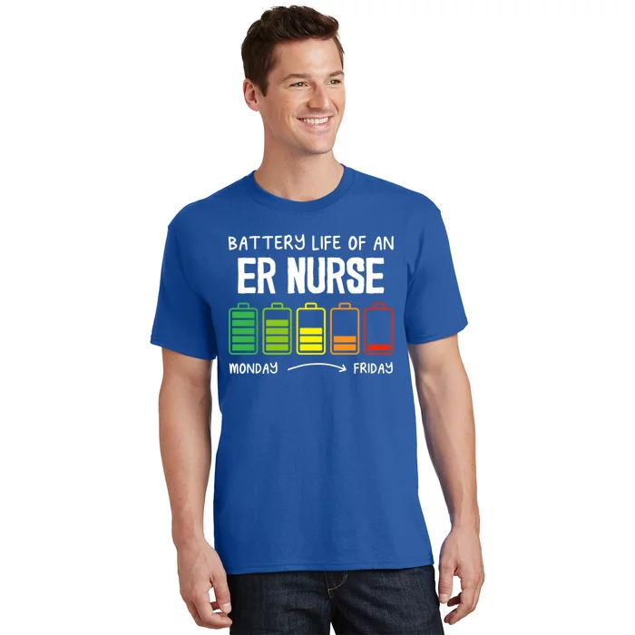 Battery Life Of An Er Nurse Introvert Emergency Nurse Gift T-Shirt