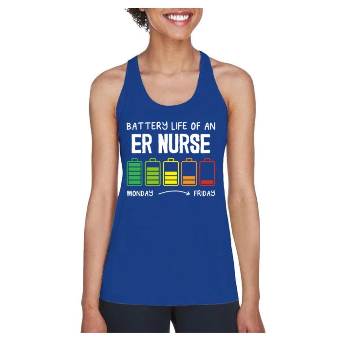 Battery Life Of An Er Nurse Introvert Emergency Nurse Gift Women's Racerback Tank