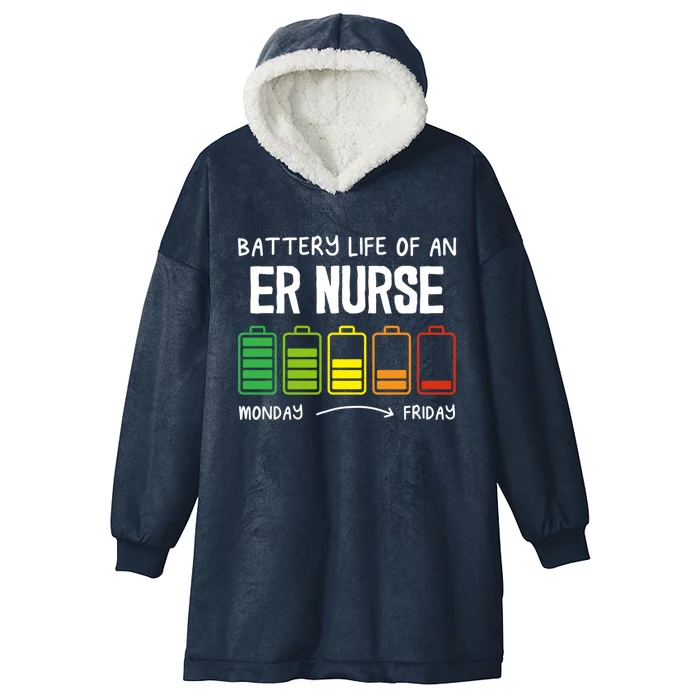 Battery Life Of An Er Nurse Introvert Emergency Nurse Gift Hooded Wearable Blanket