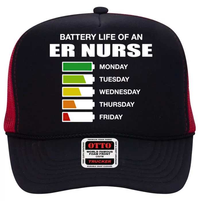 Battery Life Of An Er Nurse Sarcastic Emergency Nurse Gift High Crown Mesh Trucker Hat