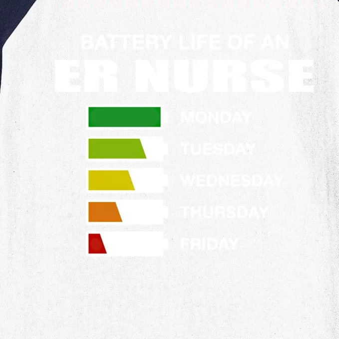 Battery Life Of An Er Nurse Sarcastic Emergency Nurse Gift Baseball Sleeve Shirt