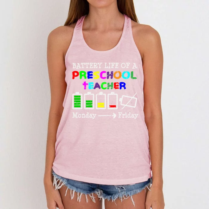 Battery Life Of A Preschool Teacher Gift Women's Knotted Racerback Tank