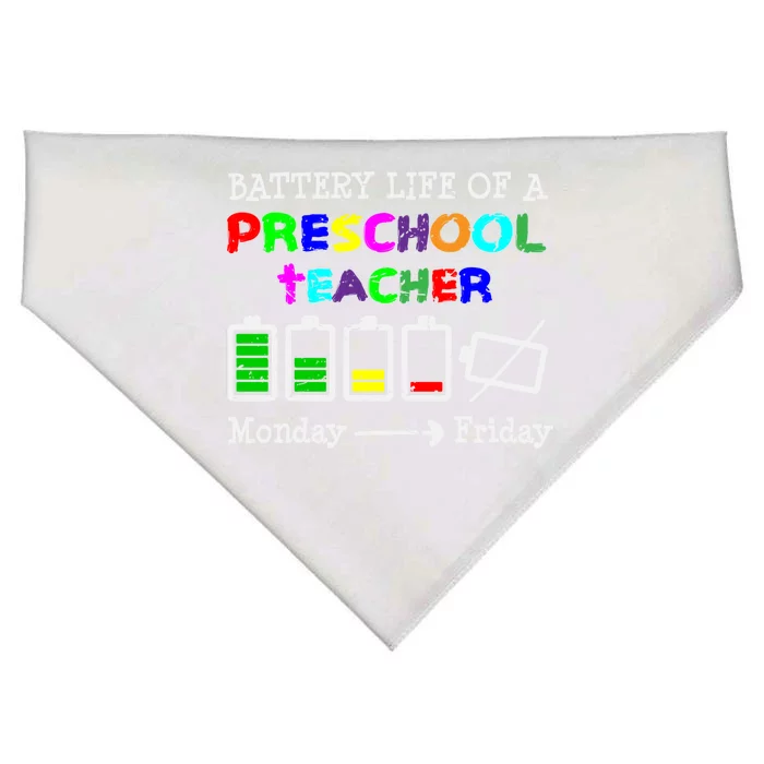 Battery Life Of A Preschool Teacher Gift USA-Made Doggie Bandana