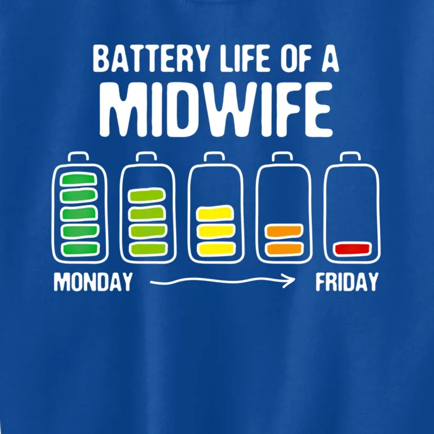 Battery Life Of A Midwife Funny Doula Joke Birth Attendant Gift Kids Sweatshirt