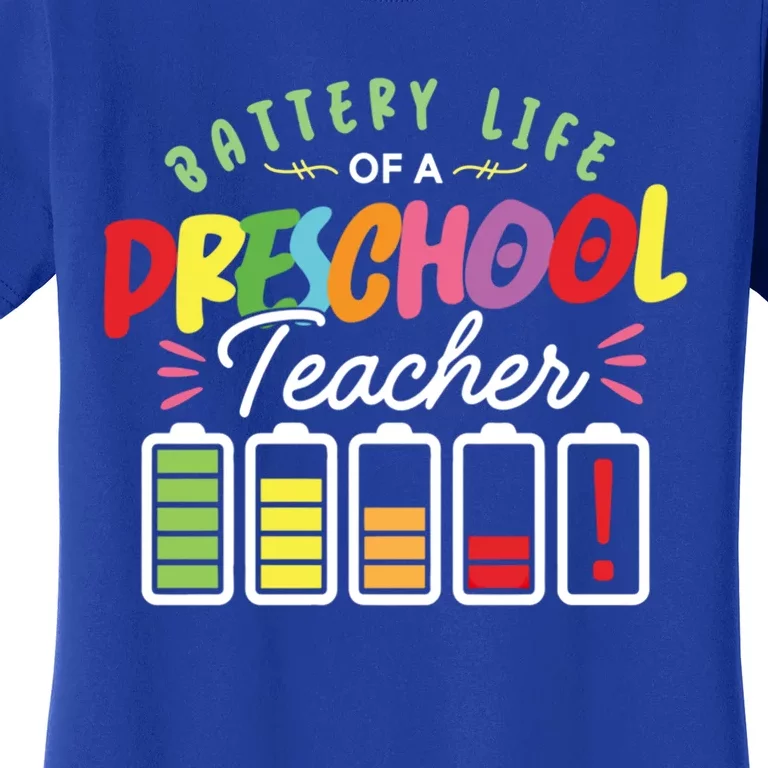 Battery Life Of A Preschool Teacher Job Daycare Provider Gift Women's T-Shirt