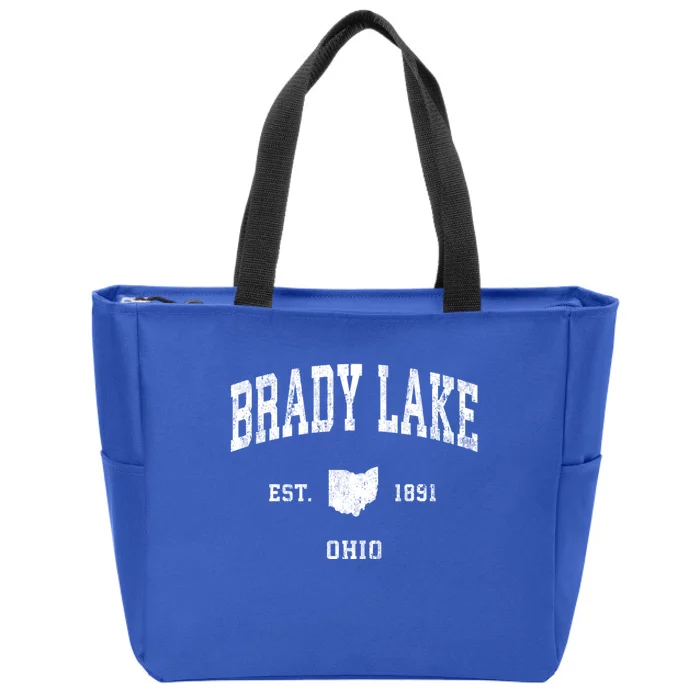 Brady Lake Ohio Oh Vintage Athletic Sports Zip Tote Bag