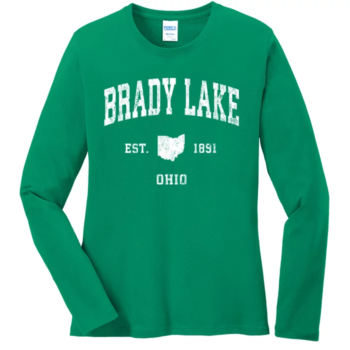 Brady Lake Ohio Oh Vintage Athletic Sports Ladies Long Sleeve Shirt