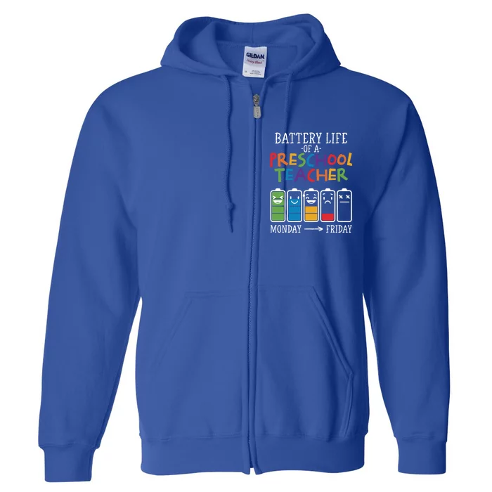 Battery Life Of A Preschool Teacher Great Gift Full Zip Hoodie