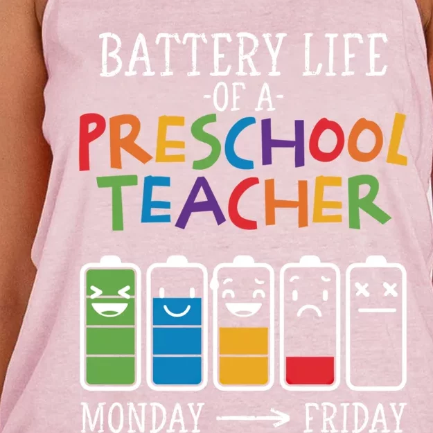 Battery Life Of A Preschool Teacher Great Gift Women's Knotted Racerback Tank