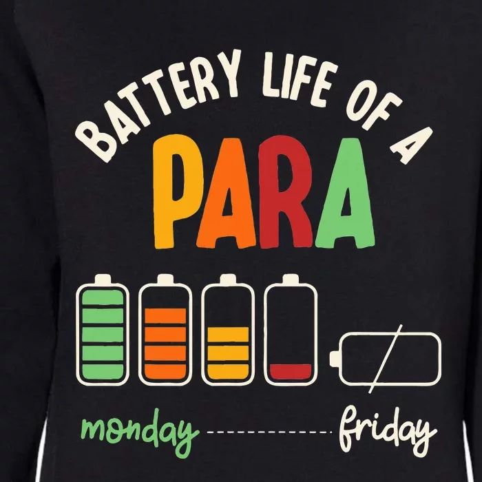 Battery Life Of Paraprofessional Para funny saying Womens California Wash Sweatshirt