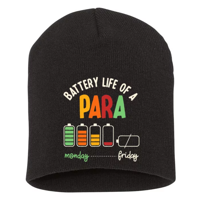 Battery Life Of Paraprofessional Para funny saying Short Acrylic Beanie