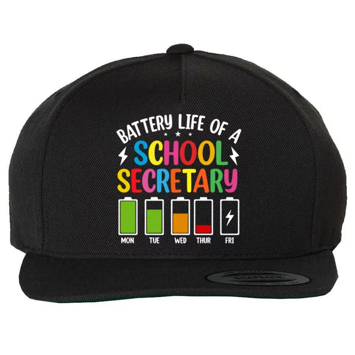 Battery Life Of A School Secretary Staff Teacher Principles Funny Gift Wool Snapback Cap