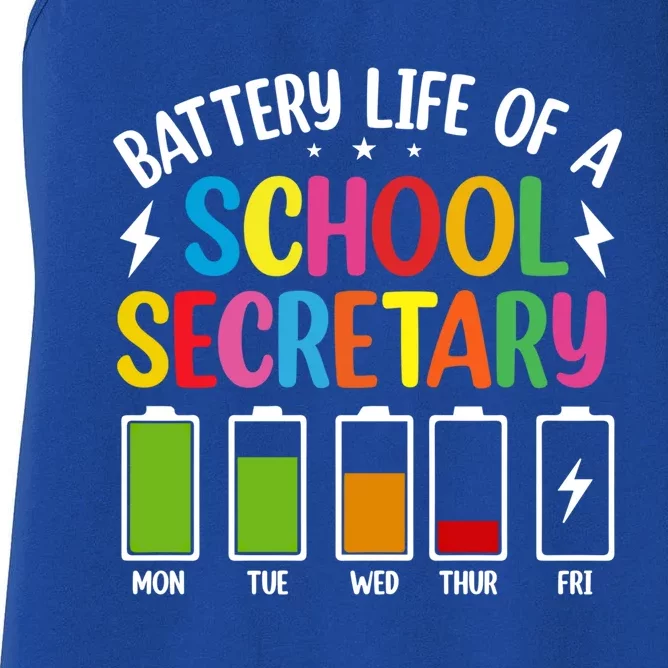 Battery Life Of A School Secretary Staff Teacher Principles Funny Gift Women's Racerback Tank