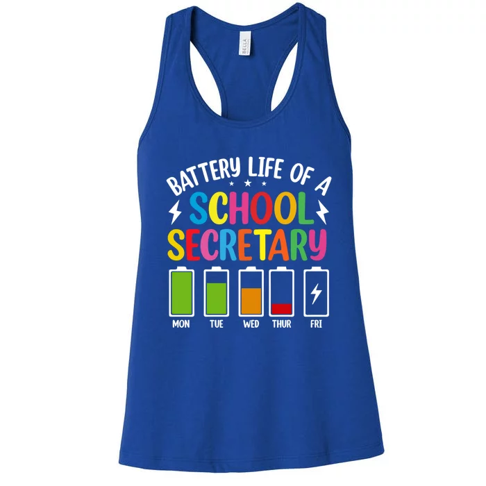 Battery Life Of A School Secretary Staff Teacher Principles Funny Gift Women's Racerback Tank