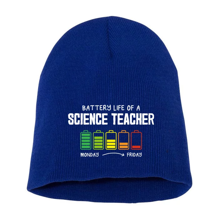 Battery Life Of A Science Teacher Coworker Chemistry Teacher Funny Gift Short Acrylic Beanie