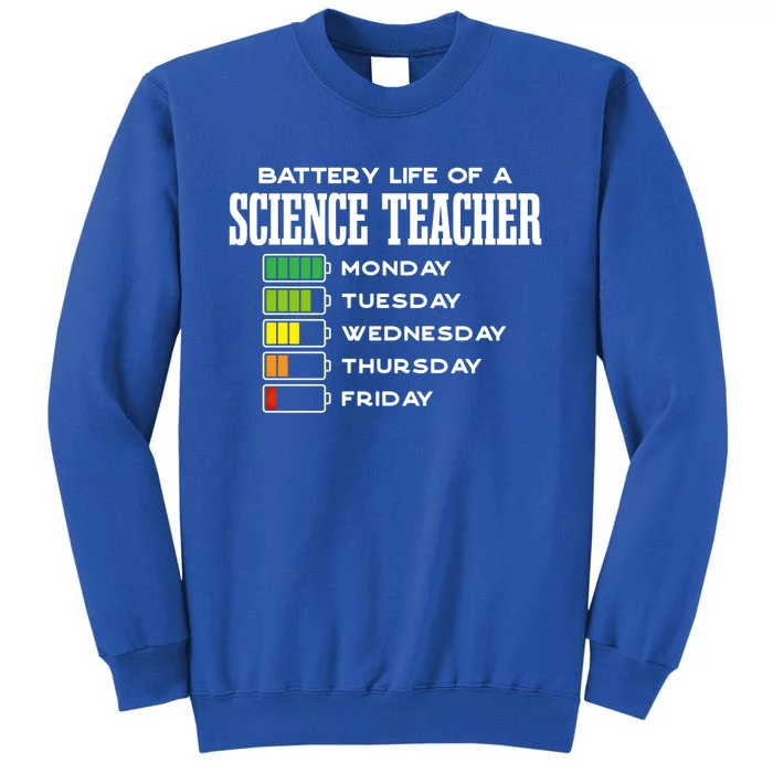 Battery Life Of A Science Teacher Employee Chemistry Teacher Funny Gift Tall Sweatshirt