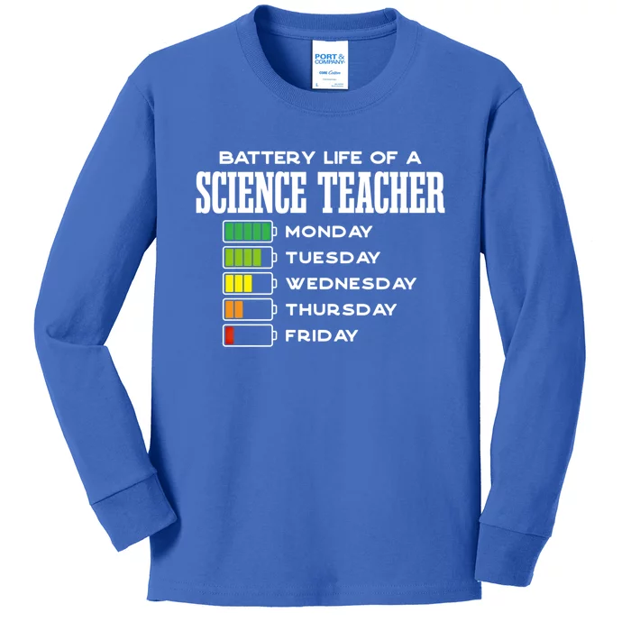 Battery Life Of A Science Teacher Employee Chemistry Teacher Funny Gift Kids Long Sleeve Shirt