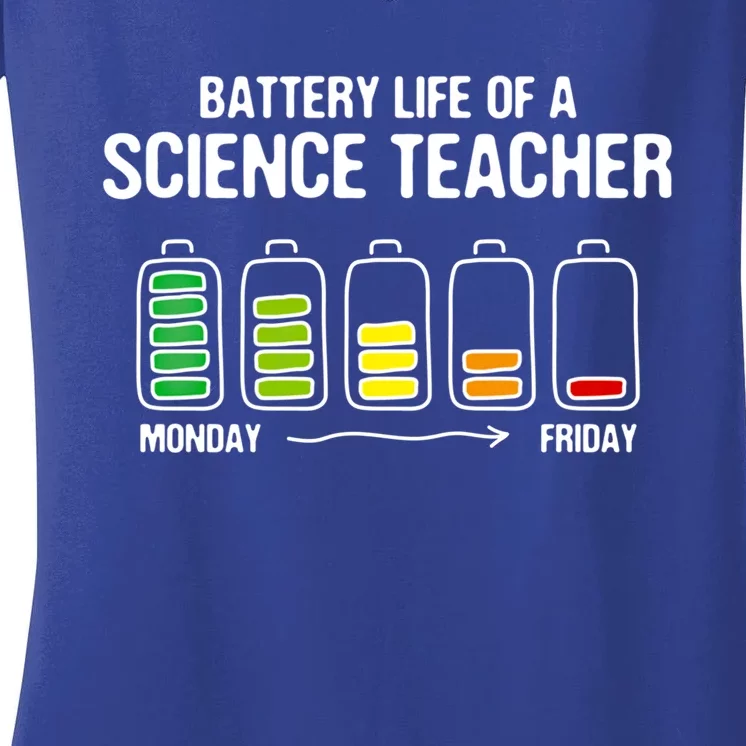 Battery Life Of A Science Teacher Funny Chemistry Teacher Jo Gift Women's V-Neck T-Shirt