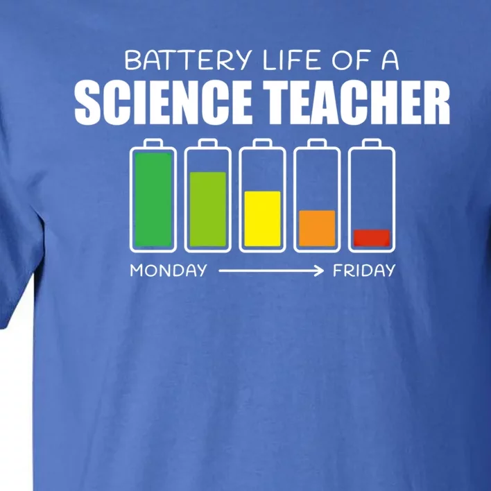 Battery Life Of A Science Teacher Introvert Humor Great Gift Tall T-Shirt