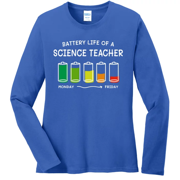 Battery Life Of A Science Teacher Professional Cool Gift Ladies Long Sleeve Shirt