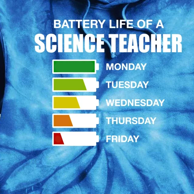 Battery Life Of A Science Teacher Sarcastic Gift Tie Dye Hoodie