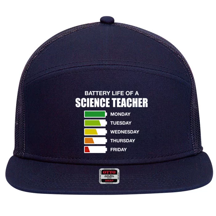 Battery Life Of A Science Teacher Sarcastic Gift 7 Panel Mesh Trucker Snapback Hat